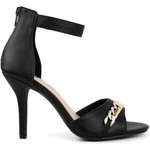 Juicy Couture Maia Black Heels – Chain Link Open Toe Sandals, Size 9.5